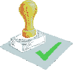 A rubber stamp beside a printed check mark